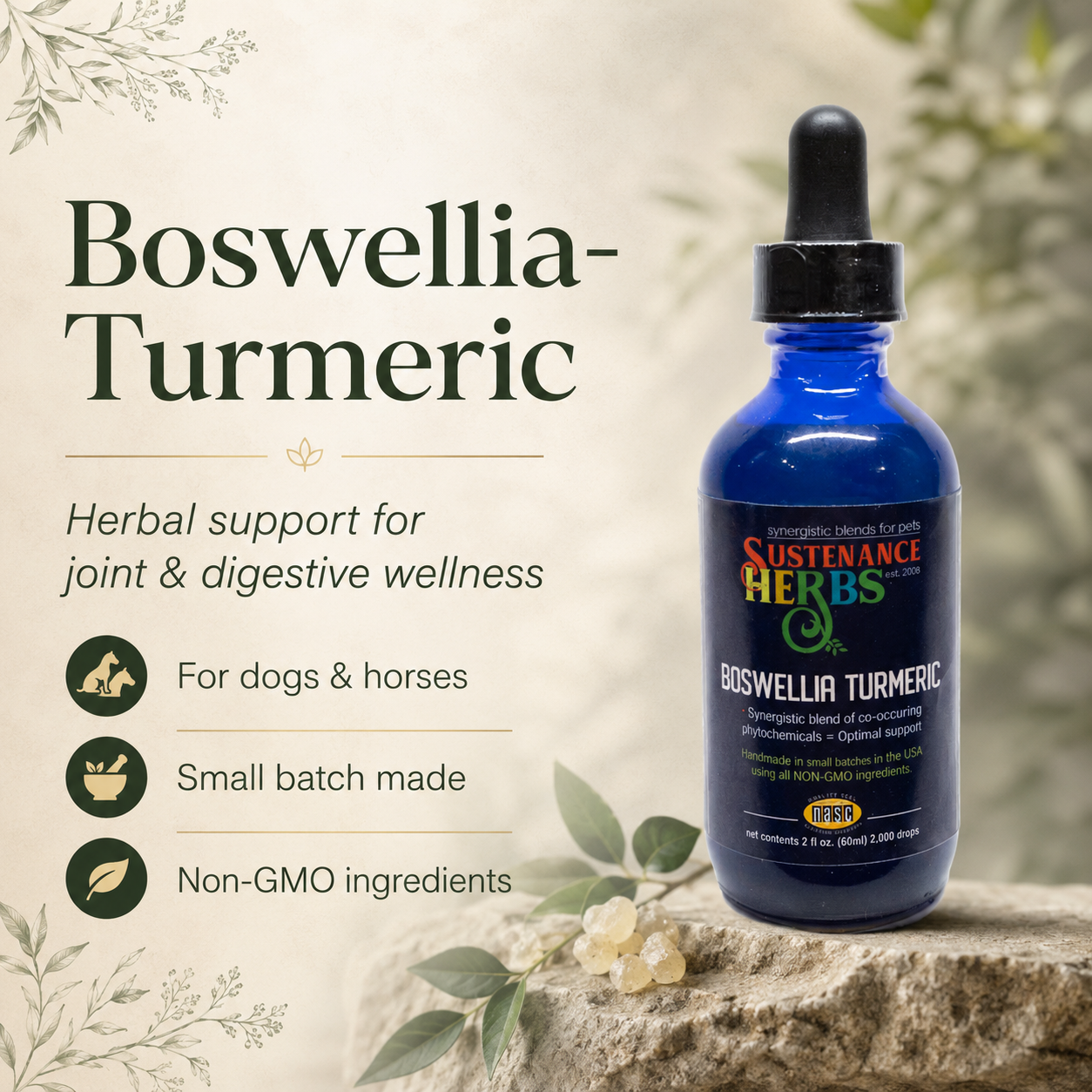 Boswellia-Turmeric – Herbal Support for Dog & Horse Joint & Digestive Wellness