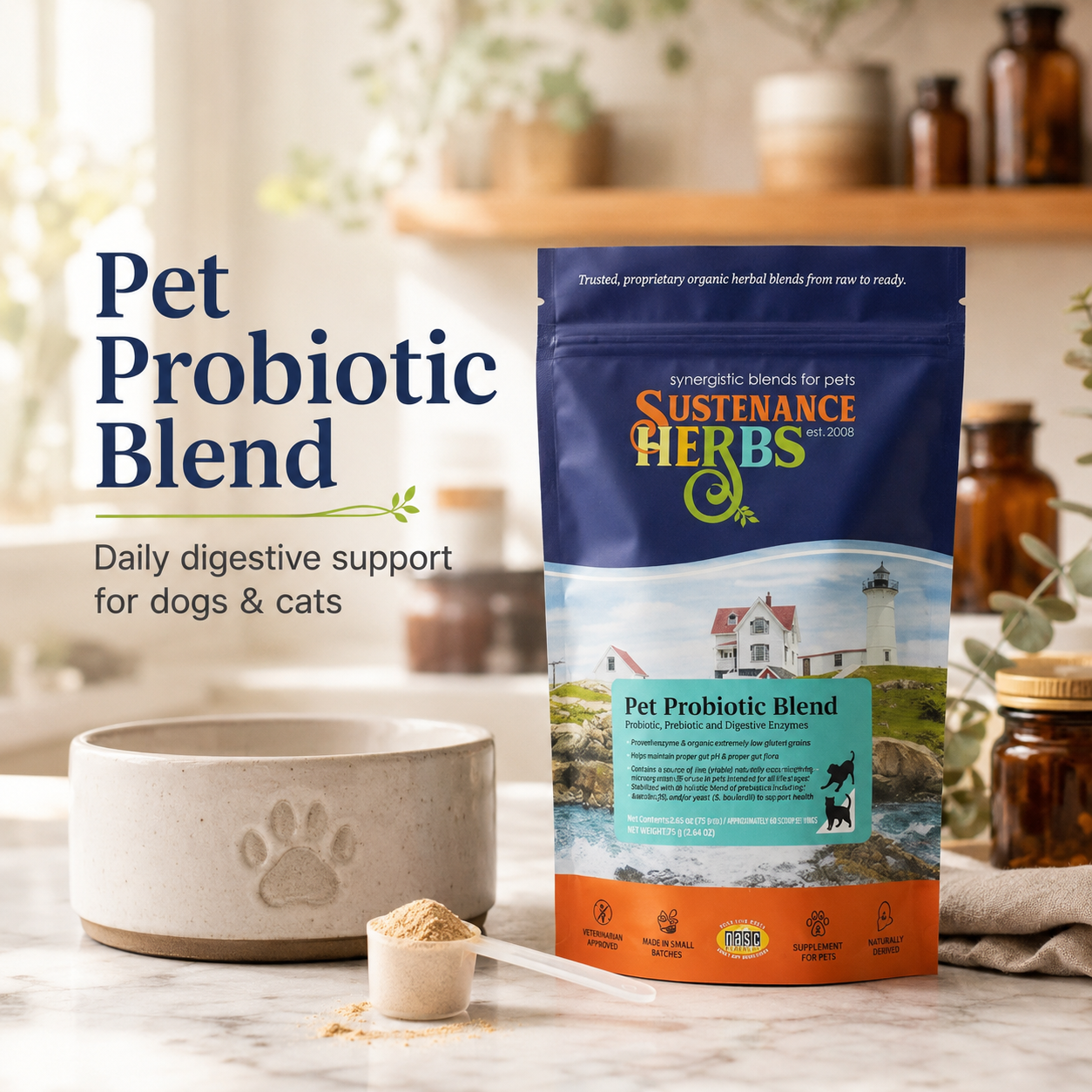 Pet Probiotic & Digestive Enzyme Blend – Gut Health Support for Dogs & Cats