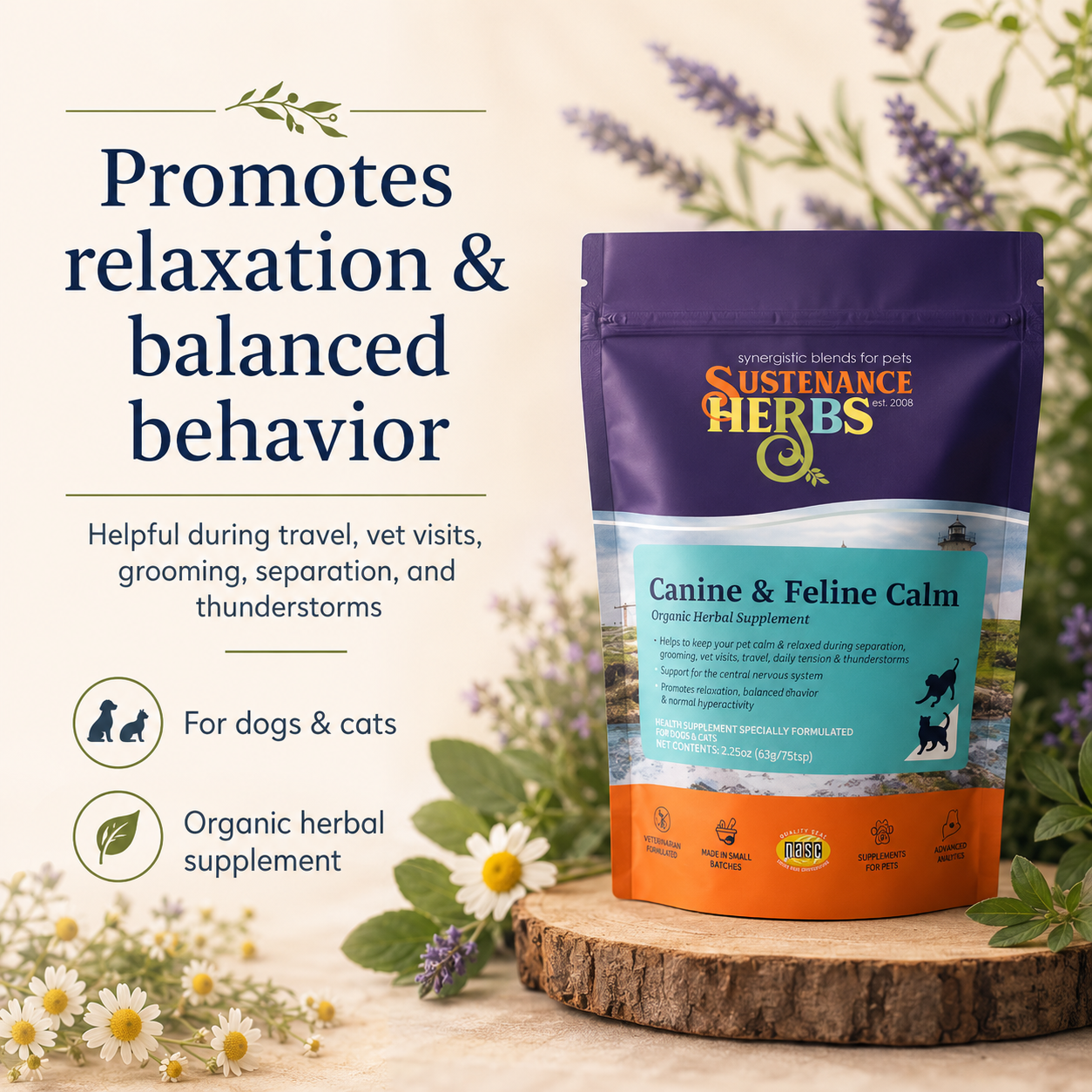 Canine & Feline Calm – Organic Anxiety Support for Dogs & Cats