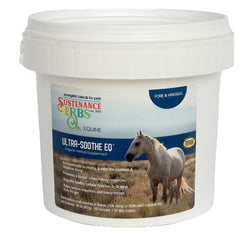 tub of sustenance herbs for pets ultra-soothe-eq organic herbal supplement that helps to soothe and calm the stomach and intestines of horses