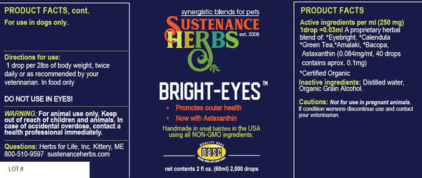 ocular health label for animals