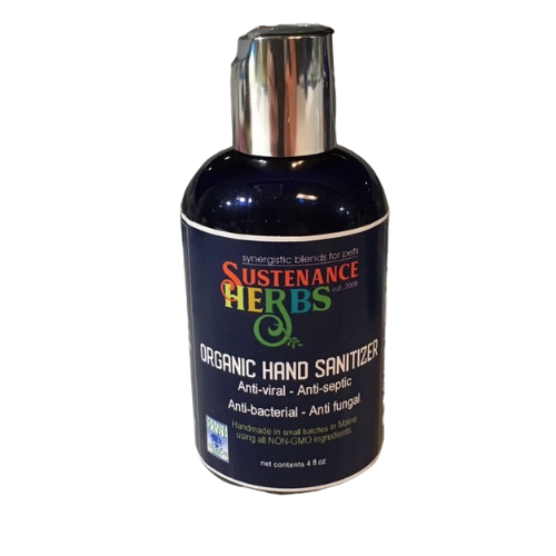 4 oz bottle of sustenance herbs for pets  anti-viral and anti-bacterial organic hand sanitizer