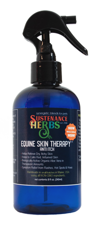 8 oz. pump bottle of sustenance herbs for pets equine skin therapy, anti itch formula for horses